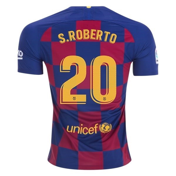 Trikot Barcelona NO.20 S.Roberto Heim 2019-20 Blau Rote Fussballtrikots Günstig